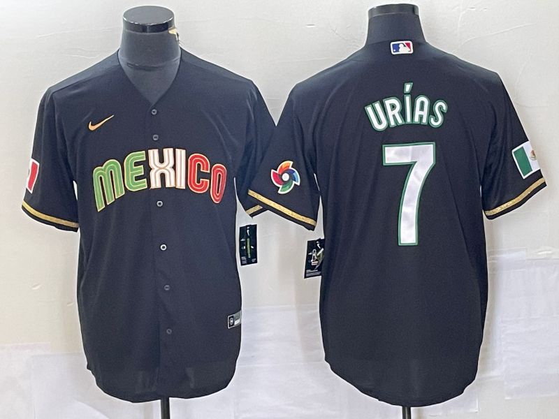 Men 2023 World Cub Mexico 7 Urias Black Nike MLB Jersey style 91830